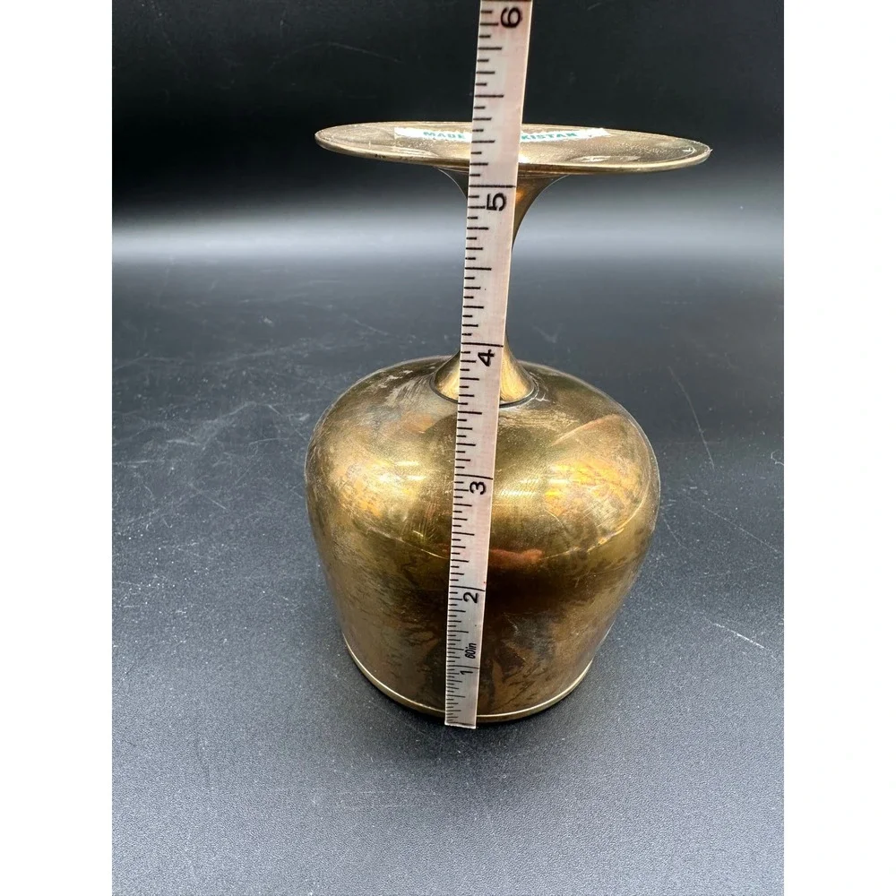 Vintage Pakistan Brass Snifter Goblet Gold Tone Metal Chalice Stemware